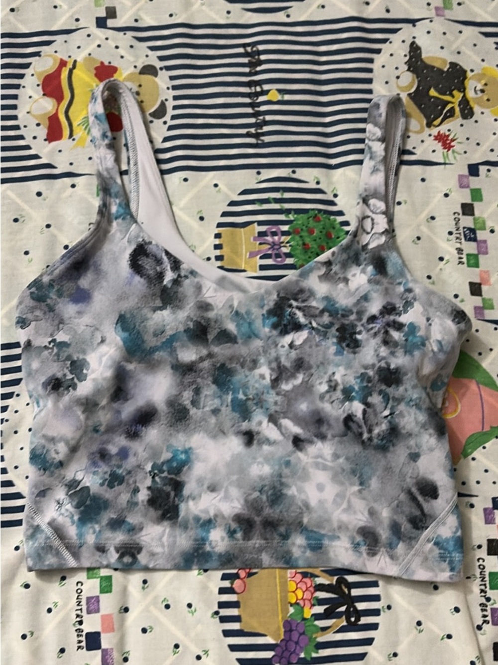 Lululemon blue and grey tie dye Align top